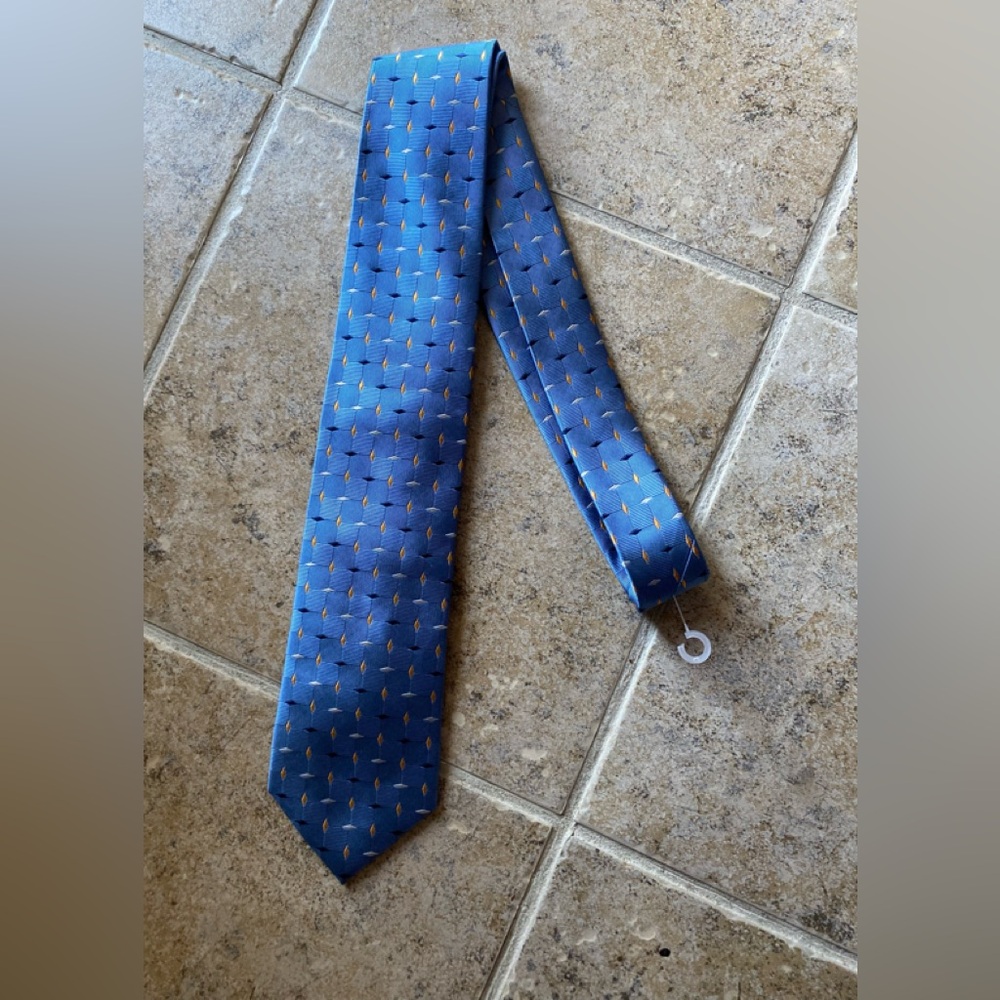 NWOT Jos A. Bank - Executive Collection silk blue/orange/white tie, 58”Lx3.5”W